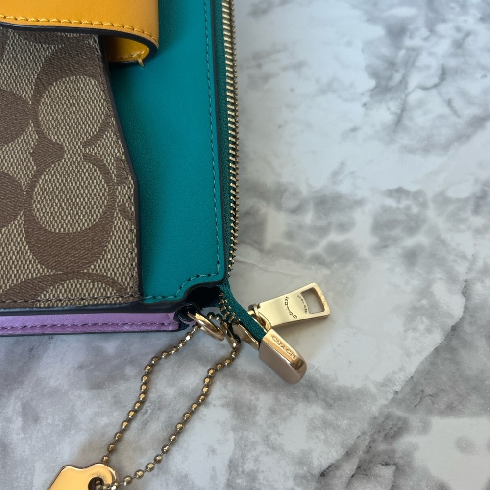 Coach PoppyColorblock Signature Crossbody with Teal, Mustard and Pink Accents - Picture 7 of 7